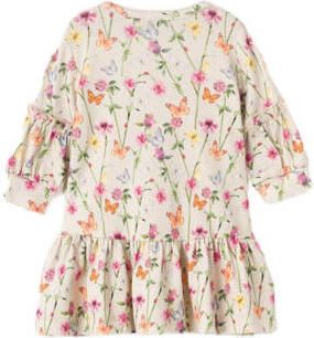 Name it BABY gebloemde baby jurk NBFFOLIA ecru roze groen Meisjes Katoen Ronde hals 56 - Foto 2