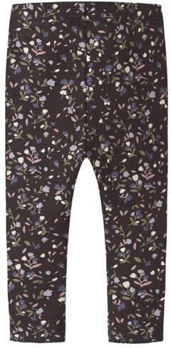 NAME IT BABY gebloemde gebreide legging donkerbruin Meisjes Katoen Bloemen