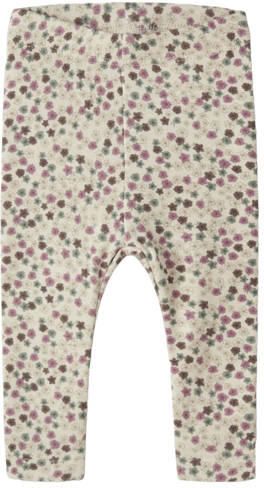 NAME IT BABY gebloemde legging ecru Meisjes Stretchkatoen Bloemen