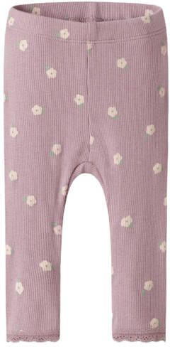 NAME IT BABY gebloemde legging oudroze Meisjes Stretchkatoen Bloemen