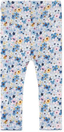 Name it BABY gebloemde regular fit broek NBFLOSA blauw Legging Meisjes Katoen 56