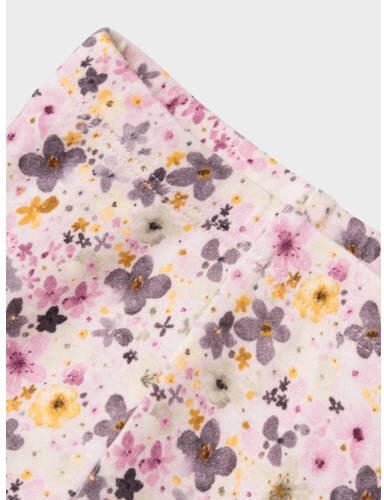 Name it BABY gebloemde regular fit legging NBFLOSA roze Meisjes Katoen 62