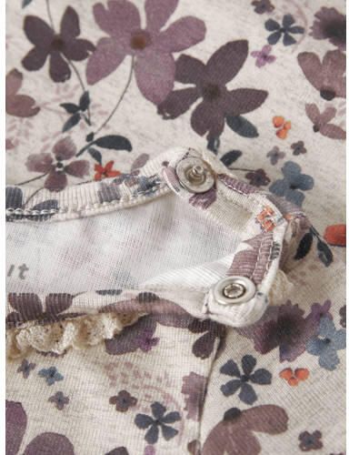 NAME IT BABY gebloemde romper beige roze Meisjes Stretchkatoen Ronde hals - Foto 2