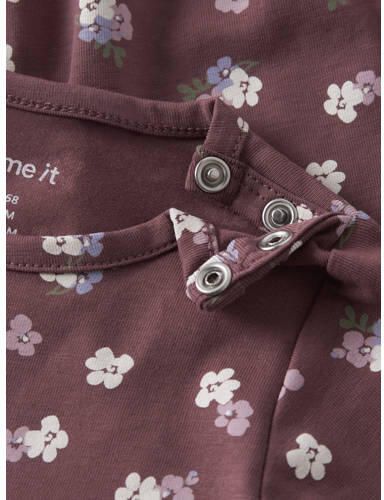 NAME IT BABY gebloemde romper donkerrood Meisjes Stretchkatoen Ronde hals - Foto 2