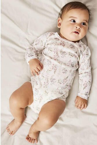 NAME IT BABY gebloemde romper met wol ecru Bloemen - Foto 3