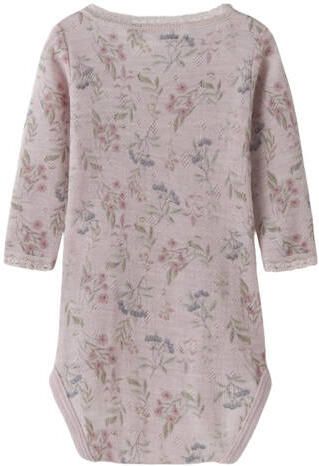 NAME IT BABY gebloemde romper met wol Paars Bloemen - Foto 2