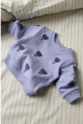 NAME IT BABY gebloemde sweater met borduursels lila Paars All over print - Foto 3