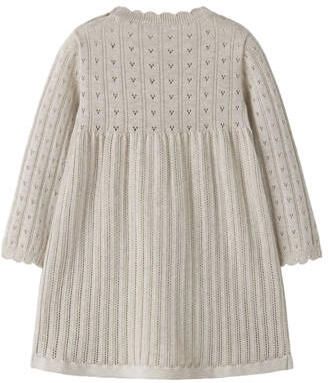 NAME IT BABY gebreide A-lijn jurk beige Meisjes Katoen Ronde hals Effen
