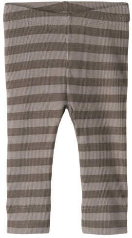 NAME IT BABY gebreide gestreepte legging bruin Broek Stretchkatoen