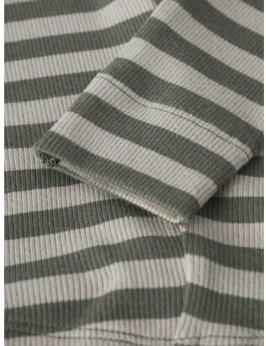 NAME IT BABY gebreide gestreepte legging olijfgroen Broek Stretchkatoen - Foto 2