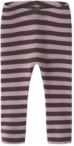 NAME IT BABY gebreide gestreepte legging roze Broek Stretchkatoen