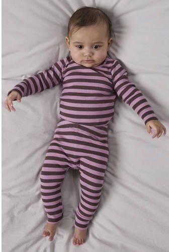 NAME IT BABY gebreide gestreepte legging roze Broek Stretchkatoen - Foto 2