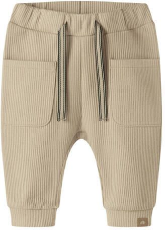 NAME IT BABY gebreide joggingbroek beige Jongens Katoen Effen