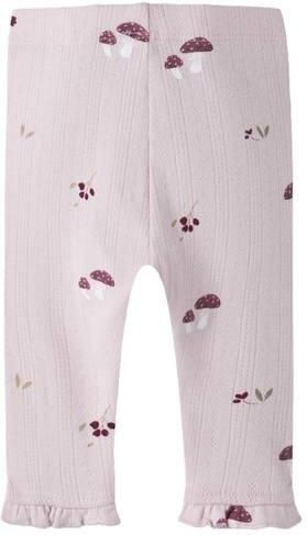 NAME IT BABY gebreide legging met ruches en print lichtroze Meisjes Stretchkatoen - Foto 3