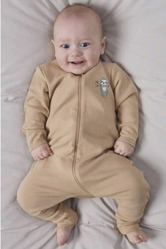 NAME IT BABY gebreide pyjama met print ecru meerkleurig Katoen Ronde hals - Foto 3