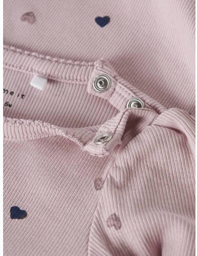 NAME IT BABY gebreide romper met hartjes lila Paars Meisjes Stretchkatoen Ronde hals - Foto 2