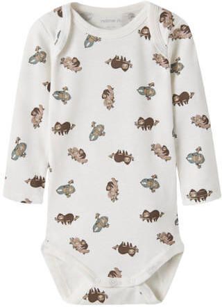 NAME IT BABY gebreide rompers met print (set van 3) Beige Katoen Ronde hals - Foto 3
