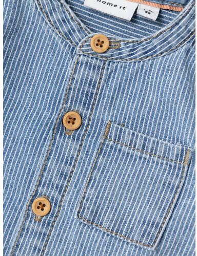 Name it BABY gestreept denim overhemd NBMLEO blauw wit Streep 56