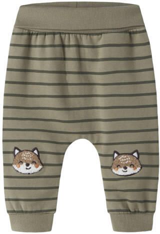 NAME IT BABY gestreepte baby joggingbroek groen Jongens Sweat Printopdruk