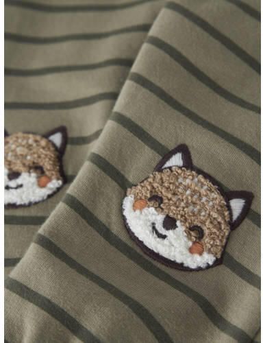 NAME IT BABY gestreepte baby joggingbroek groen Jongens Sweat Printopdruk - Foto 2
