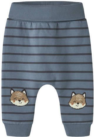NAME IT BABY gestreepte joggingbroek blauw Jongens Sweat Printopdruk