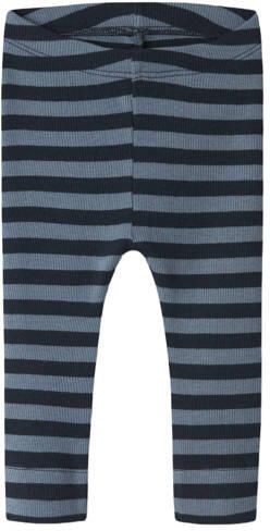 NAME IT BABY gestreepte legging donkerblauw Broek Stretchkatoen