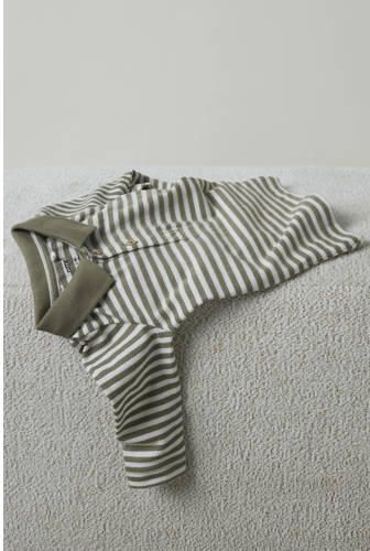 NAME IT BABY gestreepte longsleeve kaki wit Groen Jongens Katoen Polokraag - Foto 2