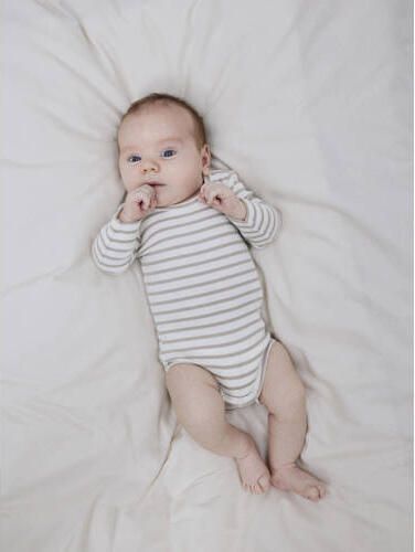 Name it BABY gestreepte romper NBNBANI beige ecru Jongens Katoen Ronde hals 50 - Foto 8