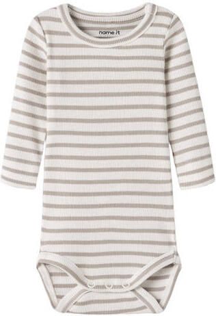 NAME IT BABY gestreepte broek NBNBANI beige ecru Grijs Katoen - Foto 12