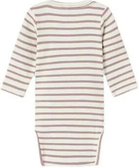 Name it BABY gestreepte romper NBNBANI mauve ecru Roze Jongens Katoen Ronde hals 50