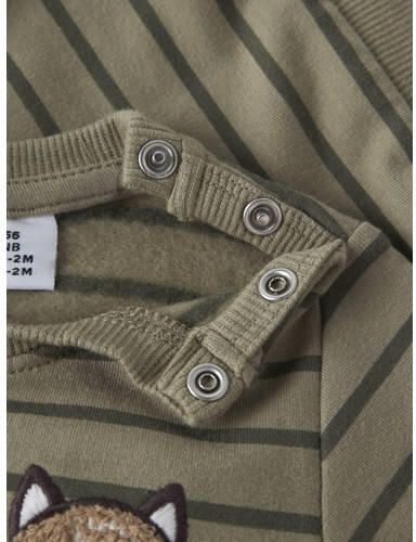 NAME IT BABY gestreepte sweater met borduursels groen Printopdruk - Foto 2