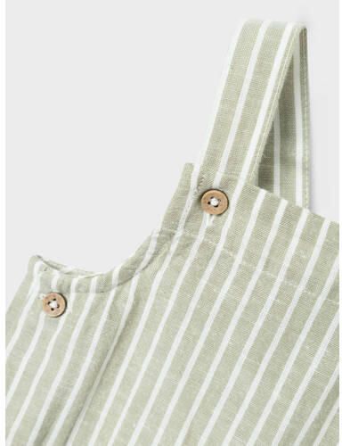 Name it BABY gestreepte tuinbroek NBMHILOM groen wit Jongens Katoen Vierkante hals 56