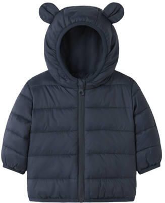 NAME IT BABY gewatteerde winterjas donkerblauw Jongens Nylon Capuchon