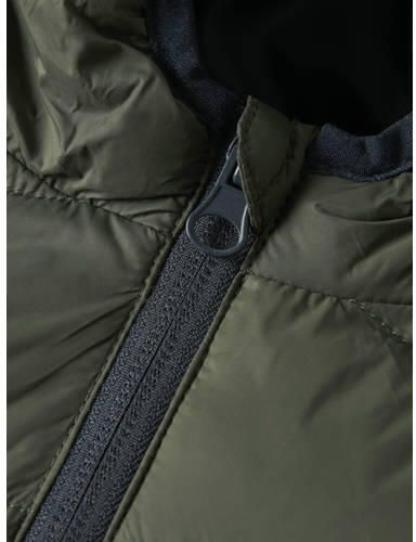 NAME IT BABY gewatteerde winterjas donkergroen Jongens Nylon Capuchon - Foto 2