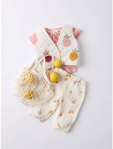 Name it BABY gilet NBFHELGANY met printopdruk ecru multicolor Meisjes Katoen Openvallende hals 62 - Foto 2