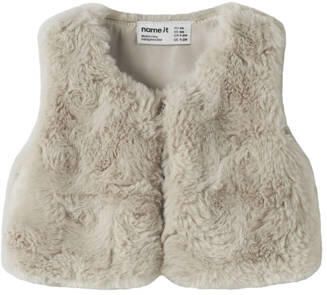 NAME IT BABY imitatiebont gilet beige Effen