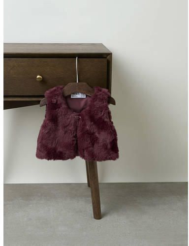 NAME IT BABY imitatiebont gilet donkerrood Effen - Foto 2