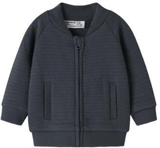NAME IT BABY jacquard sweatvest donkerblauw Jongens Katoen Ronde hals