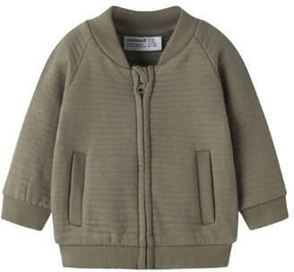 NAME IT BABY jacquard sweatvest groen Jongens Katoen Ronde hals Effen