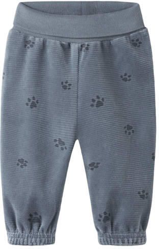 NAME IT BABY katoenen babybroek met print blauw All over print
