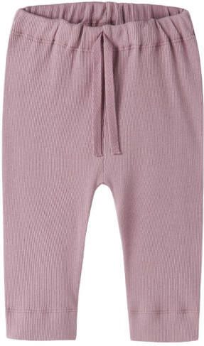 NAME IT BABY katoenen babybroek paars Stretchkatoen Effen