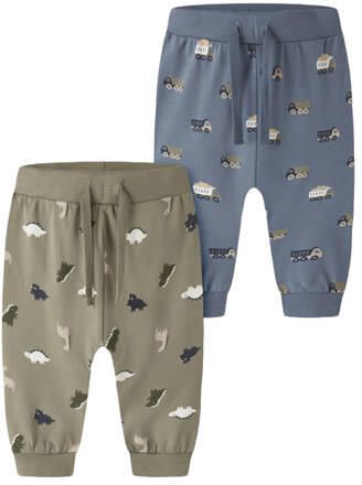 NAME IT BABY katoenen babybroeken met print groen (set van 2) Jongens Stretchkatoen