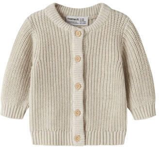 NAME IT BABY katoenen gebreid vest beige Effen
