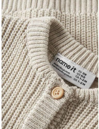 NAME IT BABY katoenen gebreid vest beige Effen - Foto 2