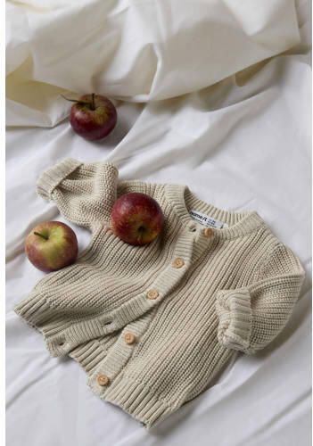 NAME IT BABY katoenen gebreid vest beige Effen - Foto 3