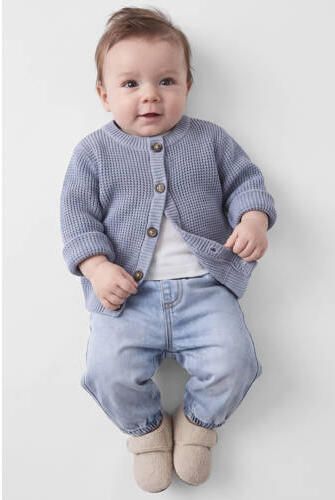 NAME IT BABY katoenen gebreid vest blauw Effen