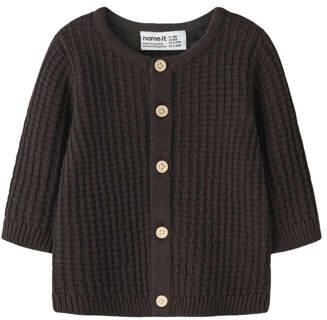 NAME IT BABY katoenen gebreid vest chocoladebruin Effen