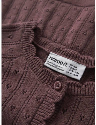 NAME IT BABY katoenen gebreid vest donkerpaars Effen