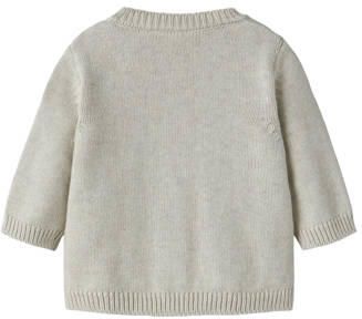 NAME IT BABY katoenen gebreid vest met borduursels en print beige Printopdruk - Foto 3