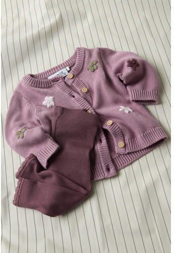 NAME IT BABY katoenen gebreid vest met borduursels en print paars All over print - Foto 2